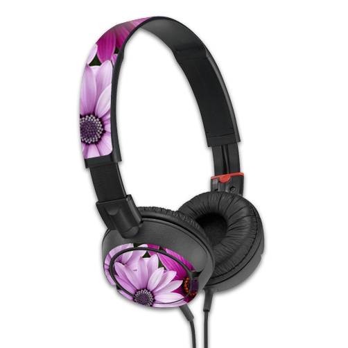 SOMZX100-Purple Flowers Skin for Sony MDR ZX100 Headphones Sticker - Purple Flowers -  MightySkins