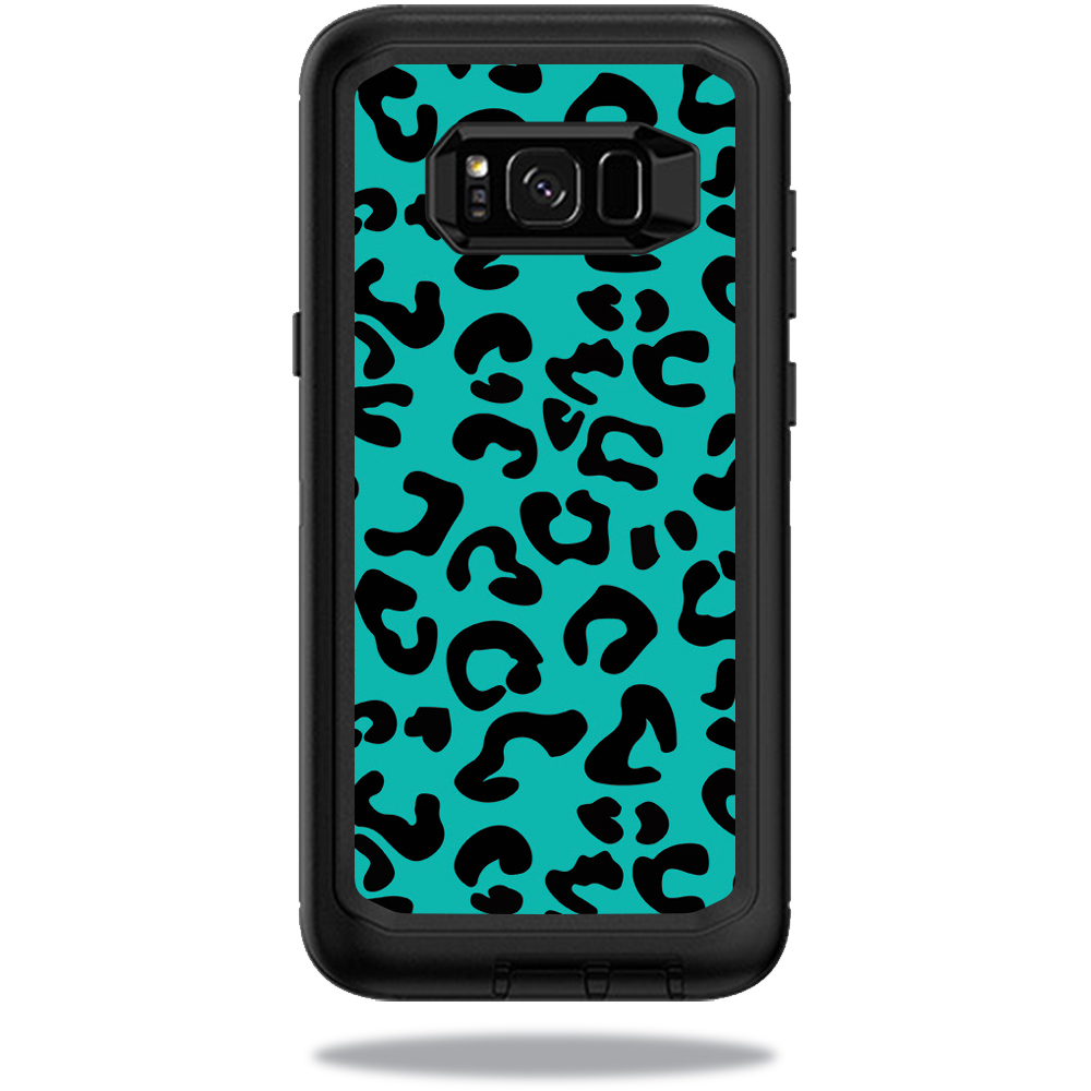 OTDSGS8PL-Teal Leopard Skin for Otterbox Defender Samsung Galaxy S8 Plus Case Wrap Cover Sticker - Teal Leopard -  MightySkins