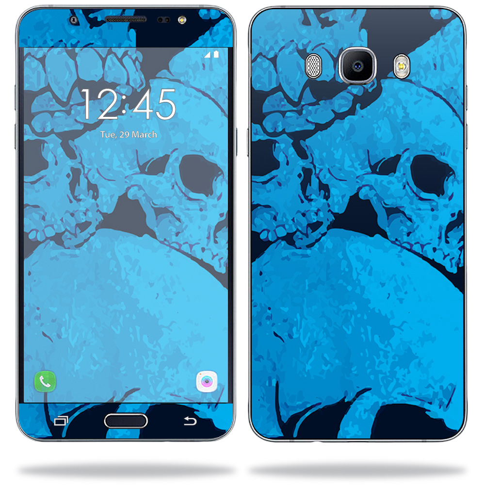 SAGJ71-Blue Skulls Skin for Samsung Galaxy J7 2016 Wrap Cover Sticker - Blue Skulls -  MightySkins
