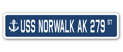 4 x 18 in. A-16 Street Sign - USS Norwalk AK 279 -  Amistad, AM3935815