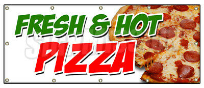 36 x 96 in. Fresh & Hot Pizza Banner Sign - by the Slice Whole Pie Pepperoni Sausage -  SignMission, SI590207