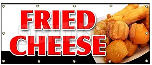 B-120 Fried Cheese 48 x 120 in. Fried Cheese Banner Sign - French Poutine Melted Cheddar Bacon Ranch -  SignMission