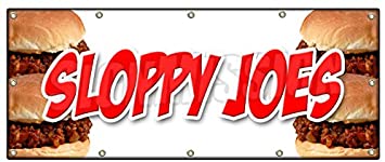 B-120 Sloppy Joes 48 x 120 in. Sloppy Joes Banner Sign - Beef Chicken Bun Sliders Homemade Food Lunch -  SignMission