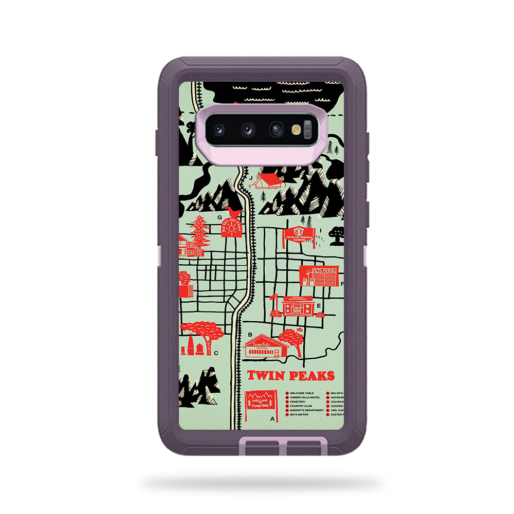 OTDESG10PL-Twin Peaks Map Skin for Otterbox Defender Samsung Galaxy S10 Plus - Twin Peaks Map -  MightySkins