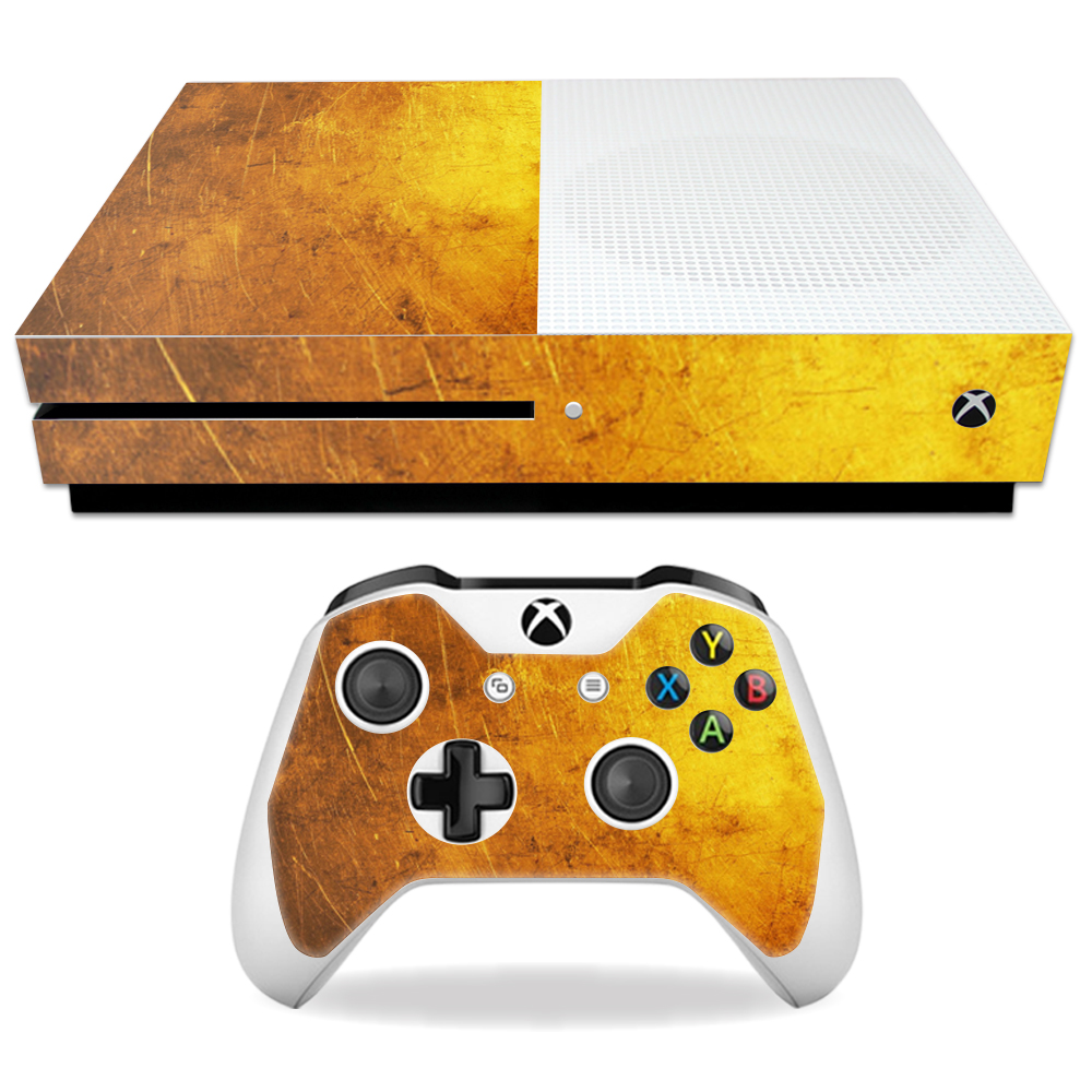 MIXBONES-Textured Gold Skin Decal Wrap for Microsoft Xbox One S - Textured Gold -  MightySkins