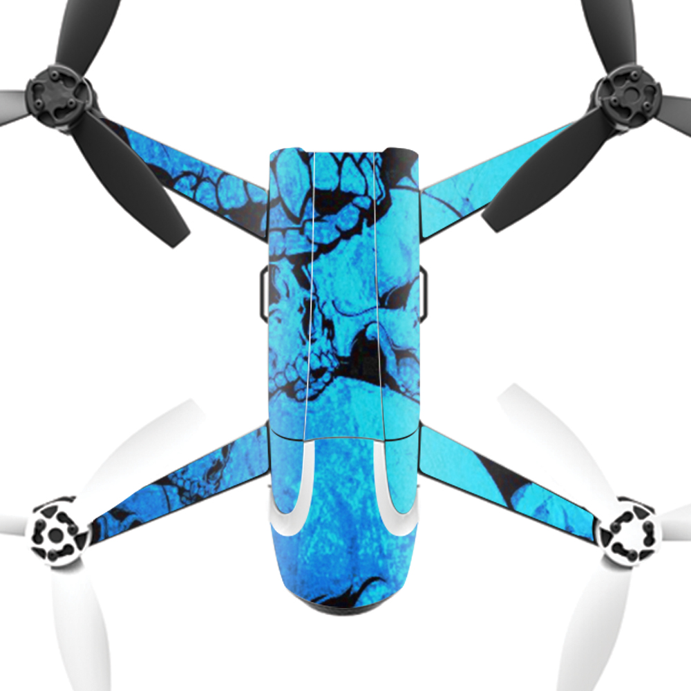 PABEBOP2-Blue Skulls Skin Decal Wrap for Parrot Bebop 2 Quadcopter Drone - Blue Skulls -  MightySkins