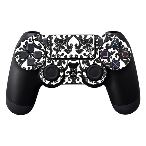 Picture of MightySkins SOPS4CO-Black Damask Skin Decal Wrap for Sony PlayStation Dual Shock 4 Controller - Black Damask