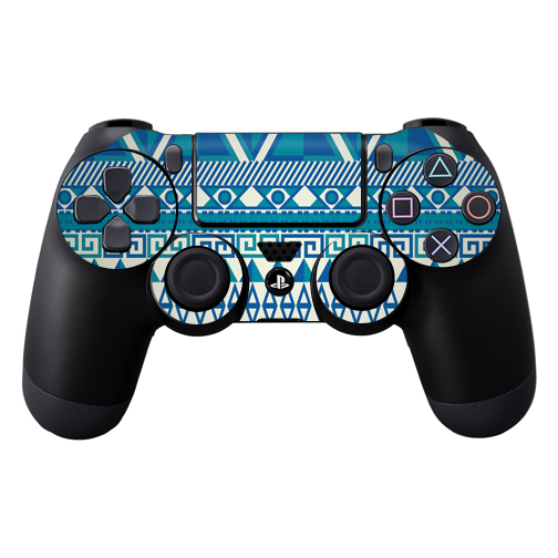 Picture of MightySkins SOPS4CO-Blue Aztec Skin Decal Wrap for Sony PlayStation Dual Shock 4 Controller - Blue Aztec