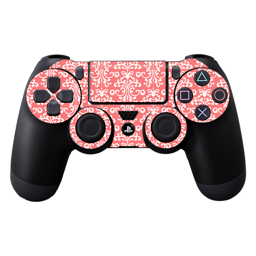 Picture of MightySkins SOPS4CO-Coral Damask Skin Decal Wrap for Sony PlayStation Dual Shock 4 Controller - Coral Damask