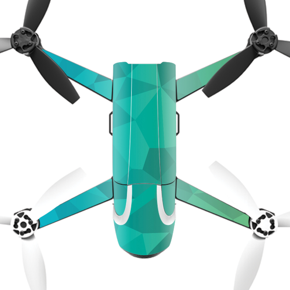 PABEBOP2-Blue Green Polygon Skin Decal Wrap for Parrot Bebop 2 Quadcopter Drone - Blue Green Polygon -  MightySkins