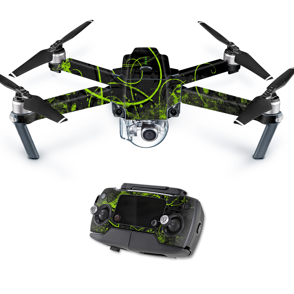 DJMAVPRO-Green Distortion Skin Decal Wrap for DJI Mavic Pro Quadcopter Drone - cover Green Distortion -  MightySkins