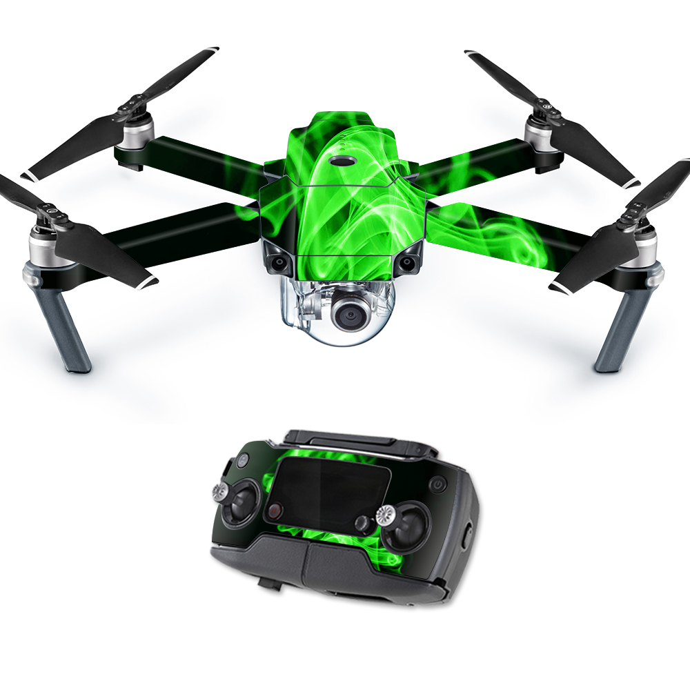 DJMAVPRO-Green Flames Skin Decal Wrap for DJI Mavic Pro Quadcopter Drone Cover Sticker - Green Flames -  MightySkins