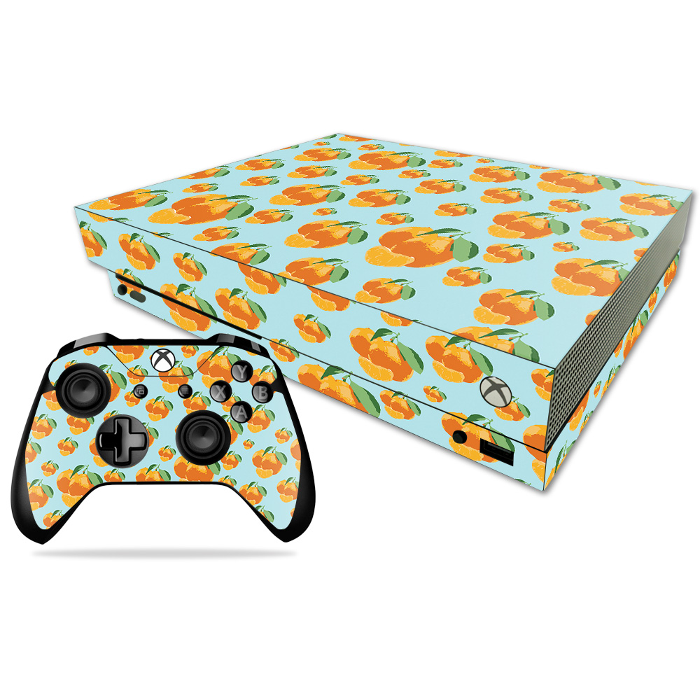 MIXBONXCMB-Orange You Glad Skin Decal Wrap for Microsoft Xbox One X Combo Sticker - Orange You Glad -  MightySkins
