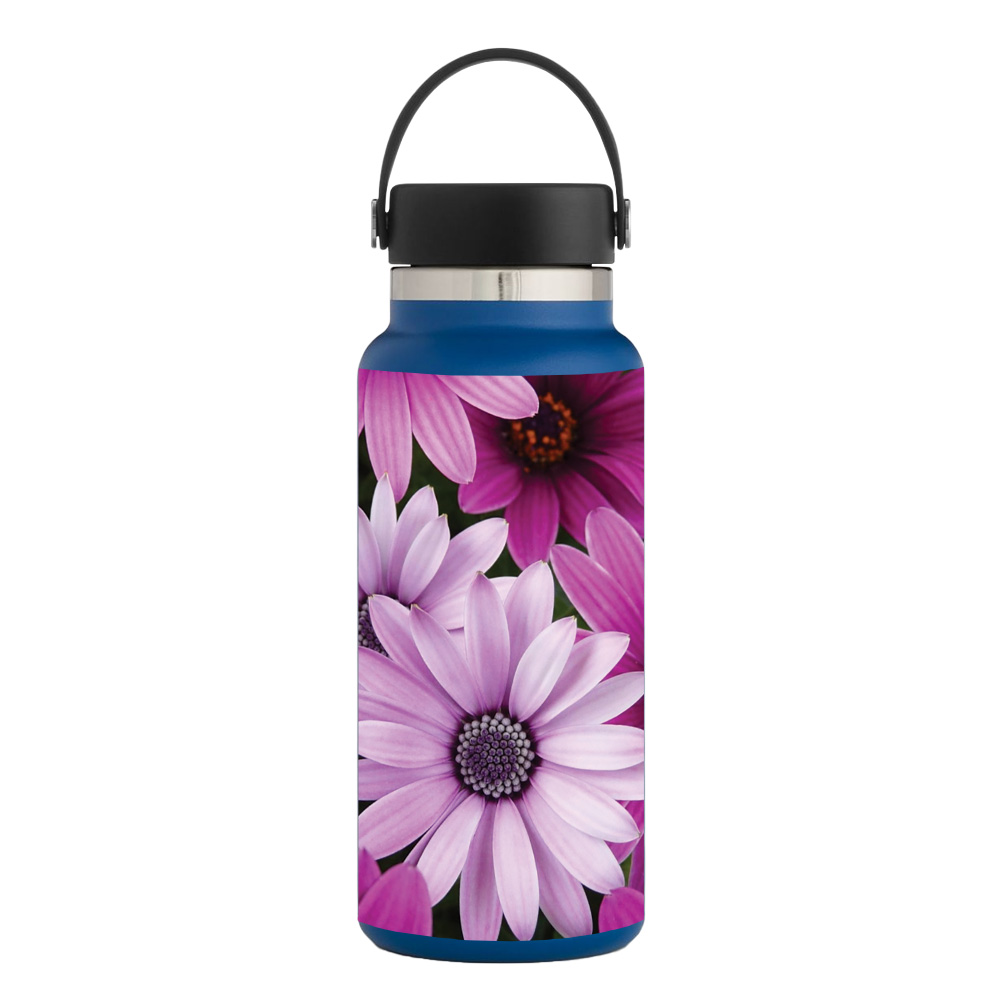 Picture of MightySkins HFWI32-Purple Flowers Skin for Hydro Flask 32 oz Wide Mouth - Purple Flowers