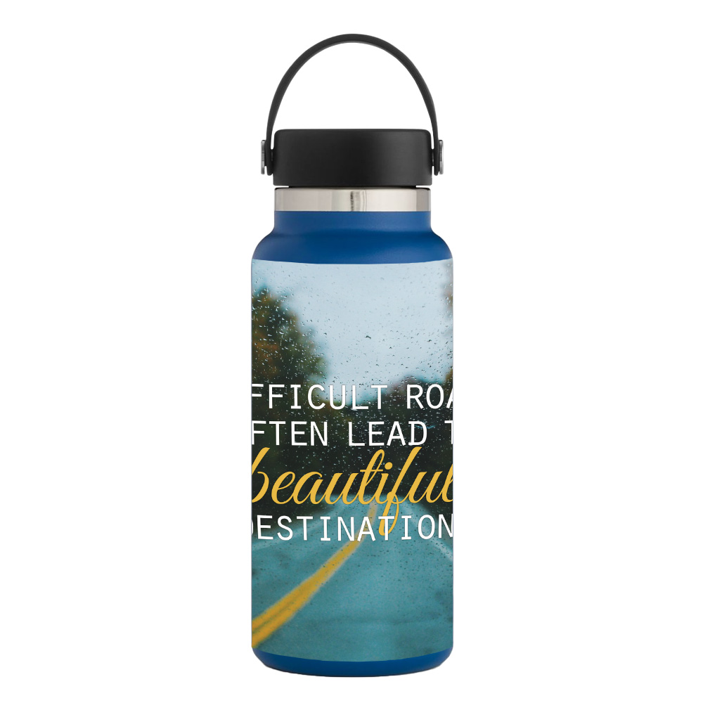 Picture of MightySkins HFWI32-Difficult Roads Skin for Hydro Flask 32 oz Wide Mouth - Difficult Roads
