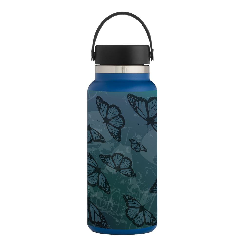Picture of MightySkins HFWI32-Dark Butterfly Skin for Hydro Flask 32 oz Wide Mouth - Dark Butterfly
