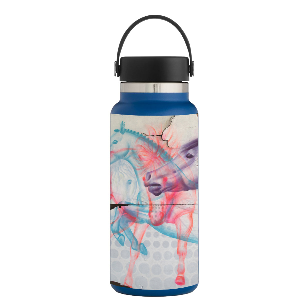 Picture of MightySkins HFWI32-Damaged Horses Skin for Hydro Flask 32 oz Wide Mouth - Damaged Horses