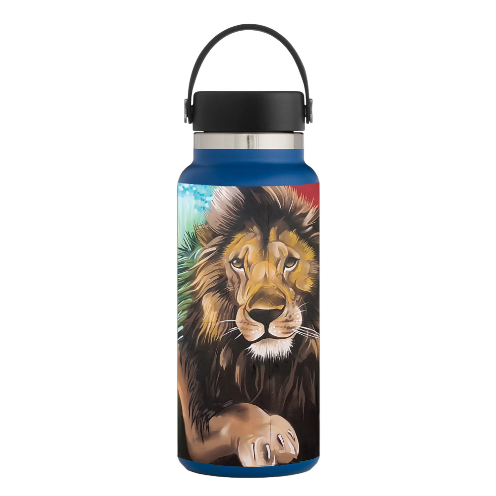 Picture of MightySkins HFWI32-Split Lion Skin for Hydro Flask 32 oz Wide Mouth - Split Lion