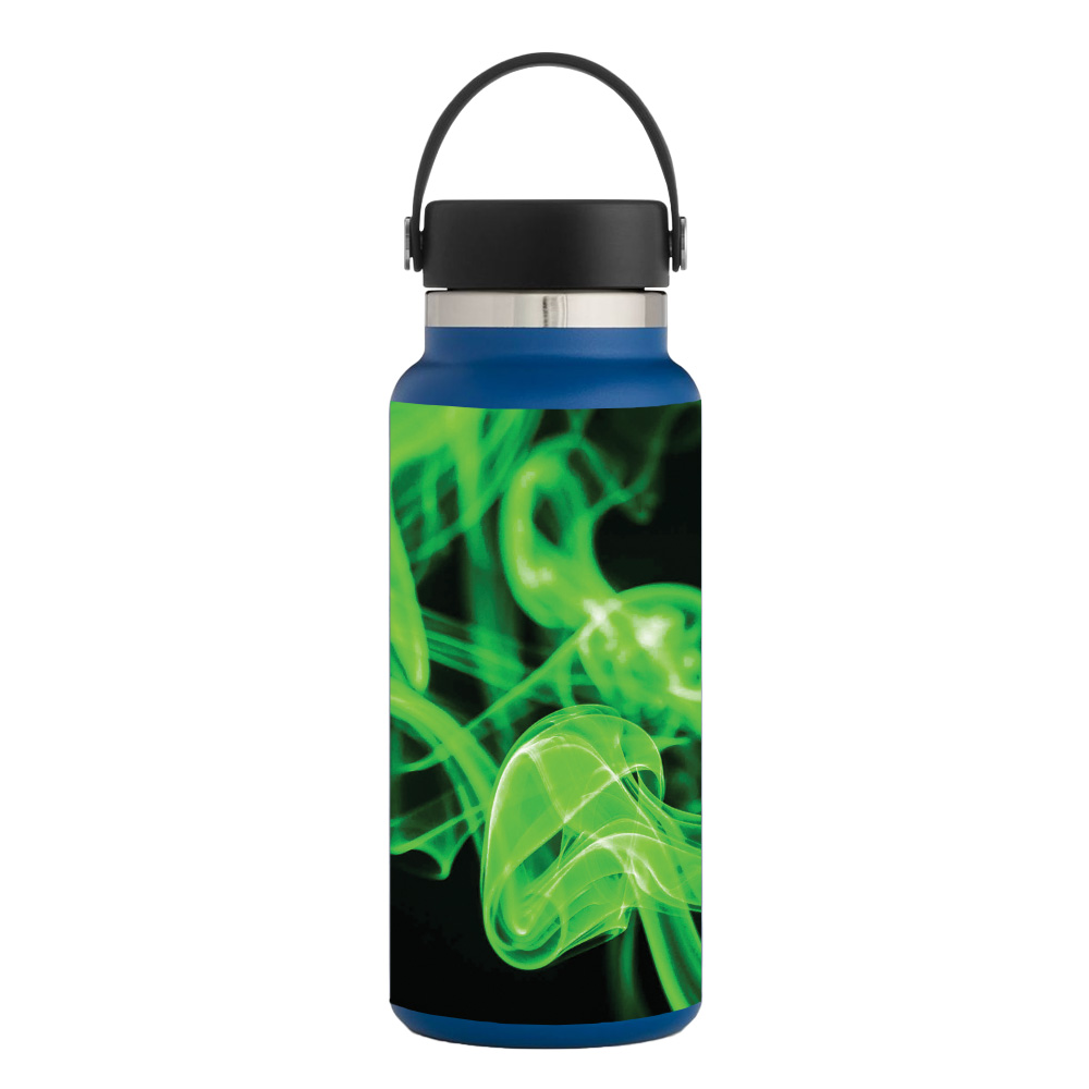 Picture of MightySkins HFWI32-Green Flames Skin for Hydro Flask 32 oz Wide Mouth - Green Flames