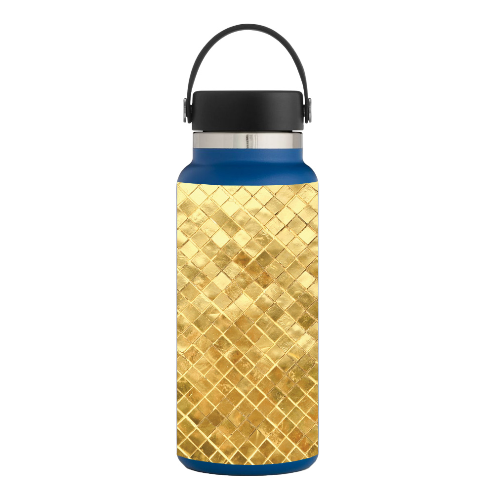 Picture of MightySkins HFWI32-Gold Tiles Skin for Hydro Flask 32 oz Wide Mouth - Gold Tiles