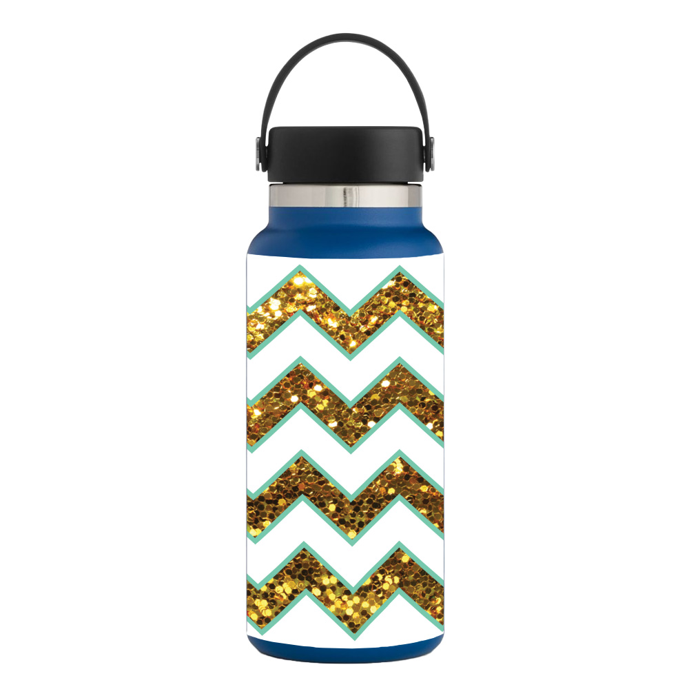 Picture of MightySkins HFWI32-Glitzy Chevron Skin for Hydro Flask 32 oz Wide Mouth - Glitzy Chevron