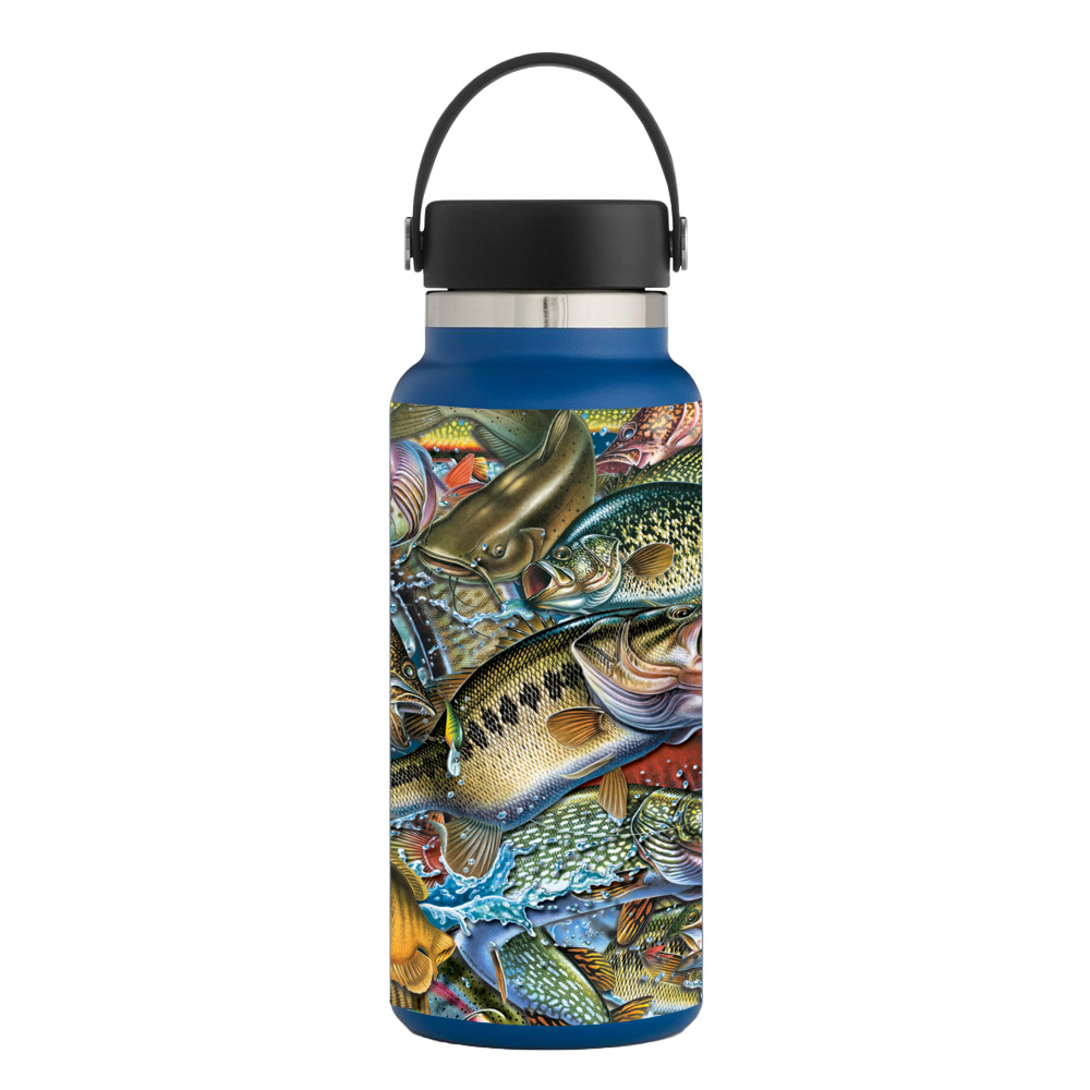 Picture of MightySkins HFWI32-Action Fish Puzzle Skin for Hydro Flask 32 oz Wide Mouth - Action Fish Puzzle