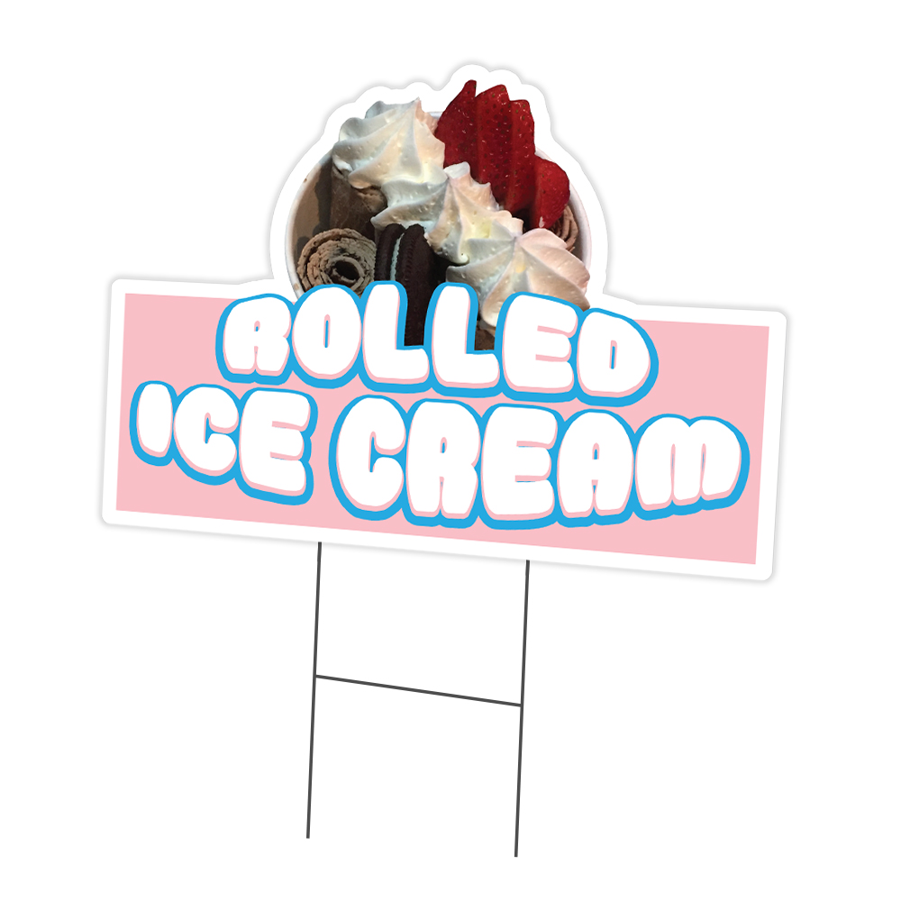 C-DC-1824-DS-Rolled Ice Cream19 18 x 24 in. Yard Sign & Stake - Rolled Ice Cream -  SignMission