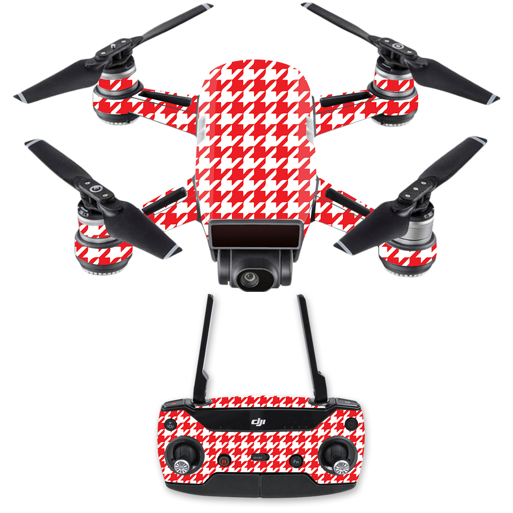 DJSPCMB-Red Houndstooth Skin Decal for DJI Spark Mini Drone Combo - Red Houndstooth -  MightySkins