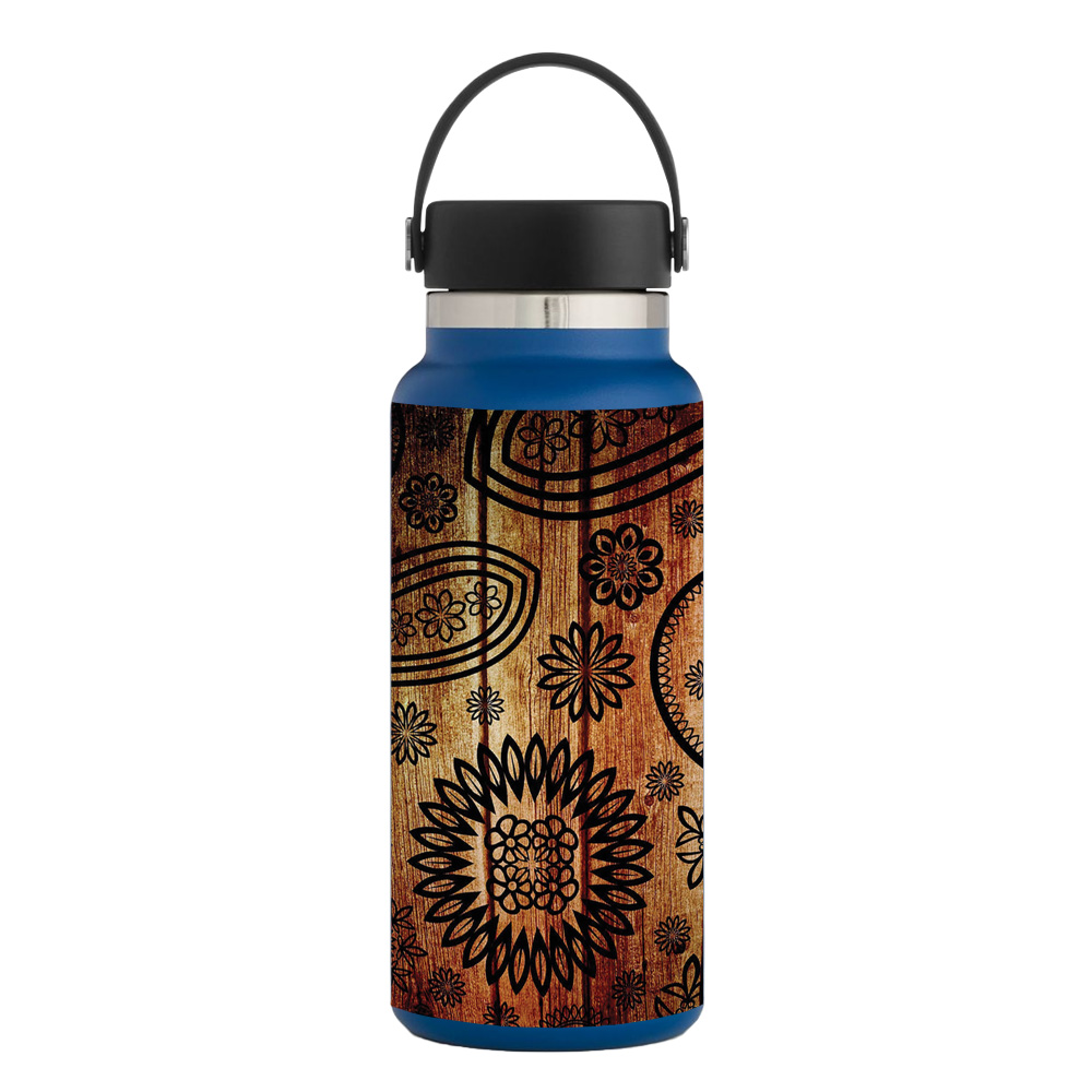 Picture of MightySkins HFWI32-Wooden Floral Skin for Hydro Flask 32 oz Wide Mouth - Wooden Floral