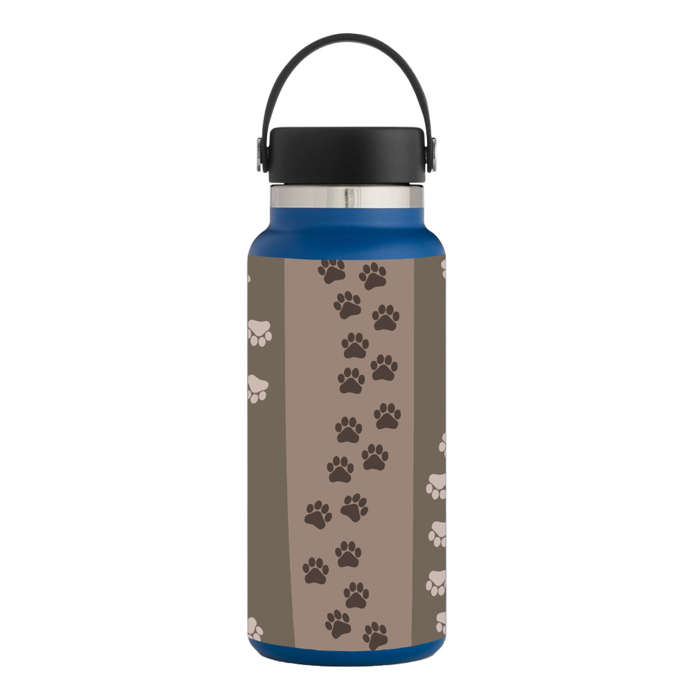 Picture of MightySkins HFWI32-Paw Prints Skin for Hydro Flask 32 oz Wide Mouth - Paw Prints