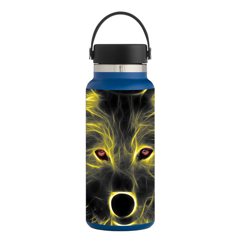 Picture of MightySkins HFWI32-Neon Wolf Skin for Hydro Flask 32 oz Wide Mouth - Neon Wolf