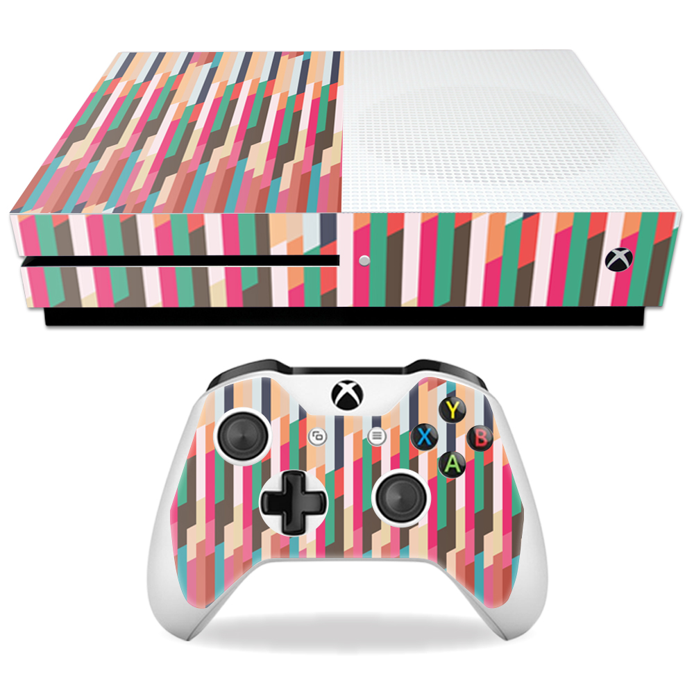 MIXBONES-Crazy Stripes Skin Decal Wrap for Microsoft Xbox One S - Crazy Stripes -  MightySkins