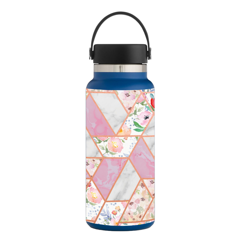 Picture of MightySkins HFWI32-Geo Floral Marble Skin for Hydro Flask 32 oz Wide Mouth - Geo Floral Marble