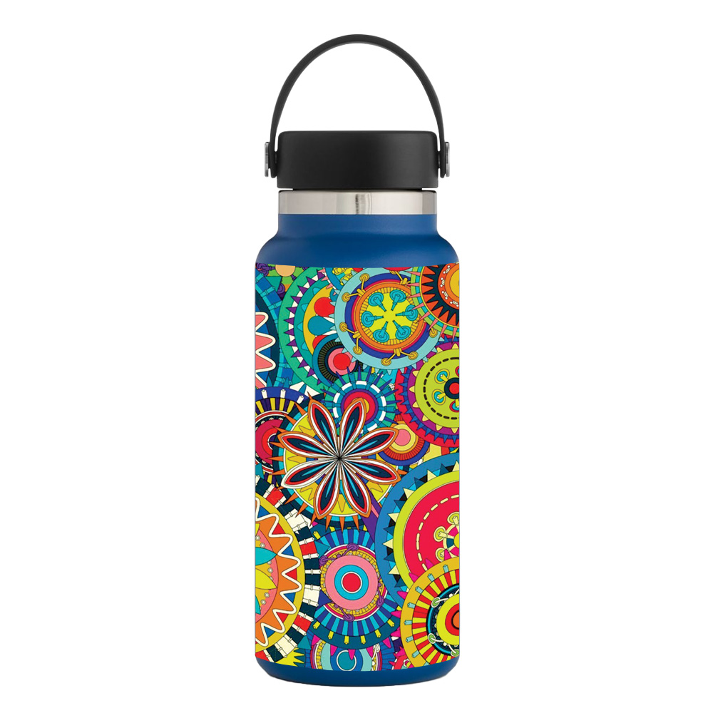 Picture of MightySkins HFWI32-Flower Wheels Skin for Hydro Flask 32 oz Wide Mouth - Flower Wheels