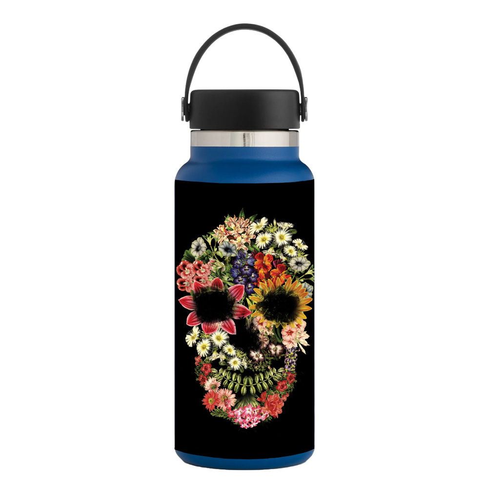 Picture of MightySkins HFWI32-Floral Skull Skin for Hydro Flask 32 oz Wide Mouth - Floral Skull