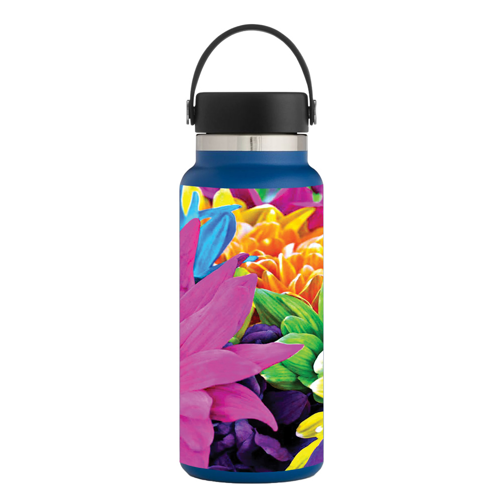 Picture of MightySkins HFWI32-Colorful Flowers Skin for Hydro Flask 32 oz Wide Mouth - Colorful Flowers