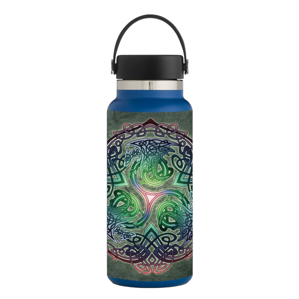 Picture of MightySkins HFWI32-Celtic Dragon Skin for Hydro Flask 32 oz Wide Mouth - Celtic Dragon