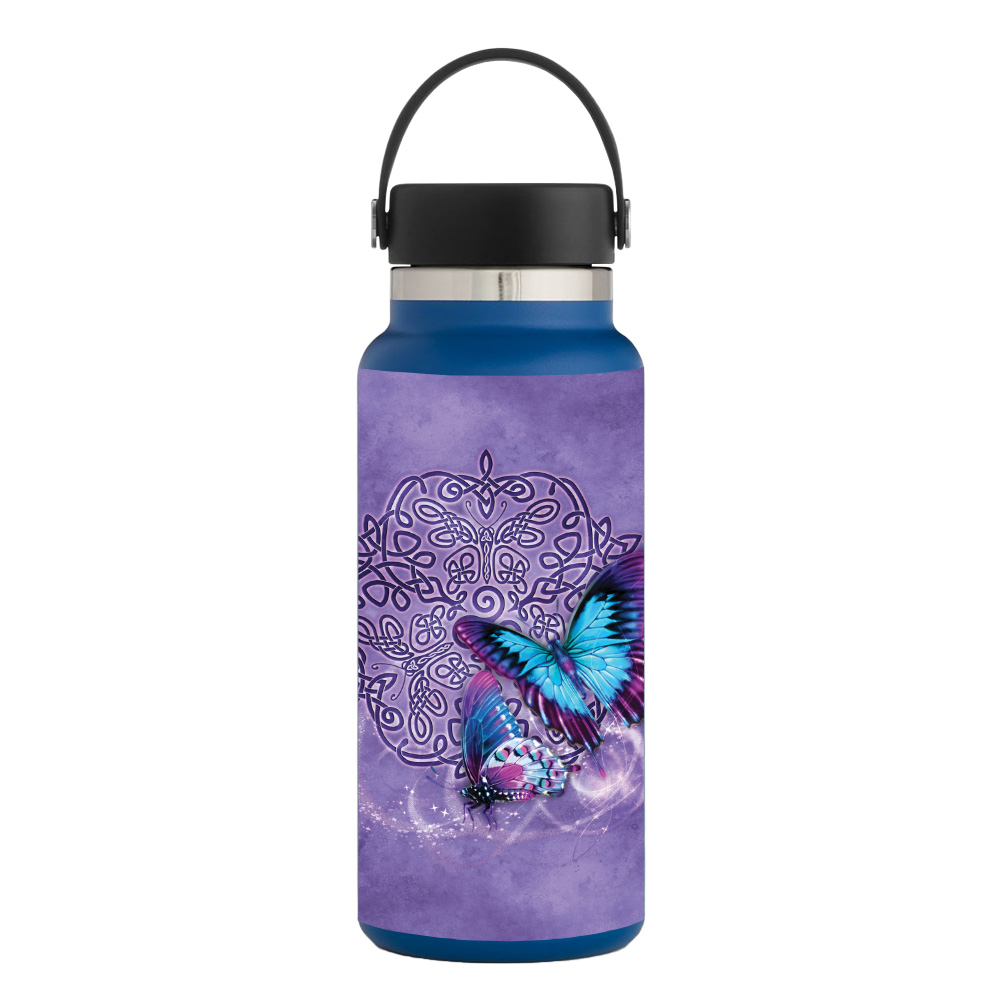Picture of MightySkins HFWI32-Celtic Butterflies Skin for Hydro Flask 32 oz Wide Mouth - Celtic Butterflies