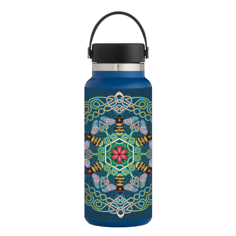 Picture of MightySkins HFWI32-Celtic Bees Skin for Hydro Flask 32 oz Wide Mouth - Celtic Bees