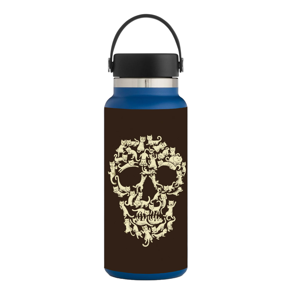 Picture of MightySkins HFWI32-Cat Skull Skin for Hydro Flask 32 oz Wide Mouth - Cat Skull