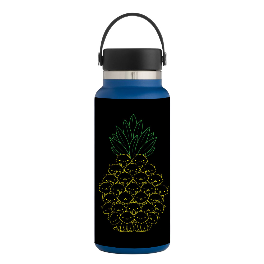 Picture of MightySkins HFWI32-Cat Pineapple Skin for Hydro Flask 32 oz Wide Mouth - Cat Pineapple