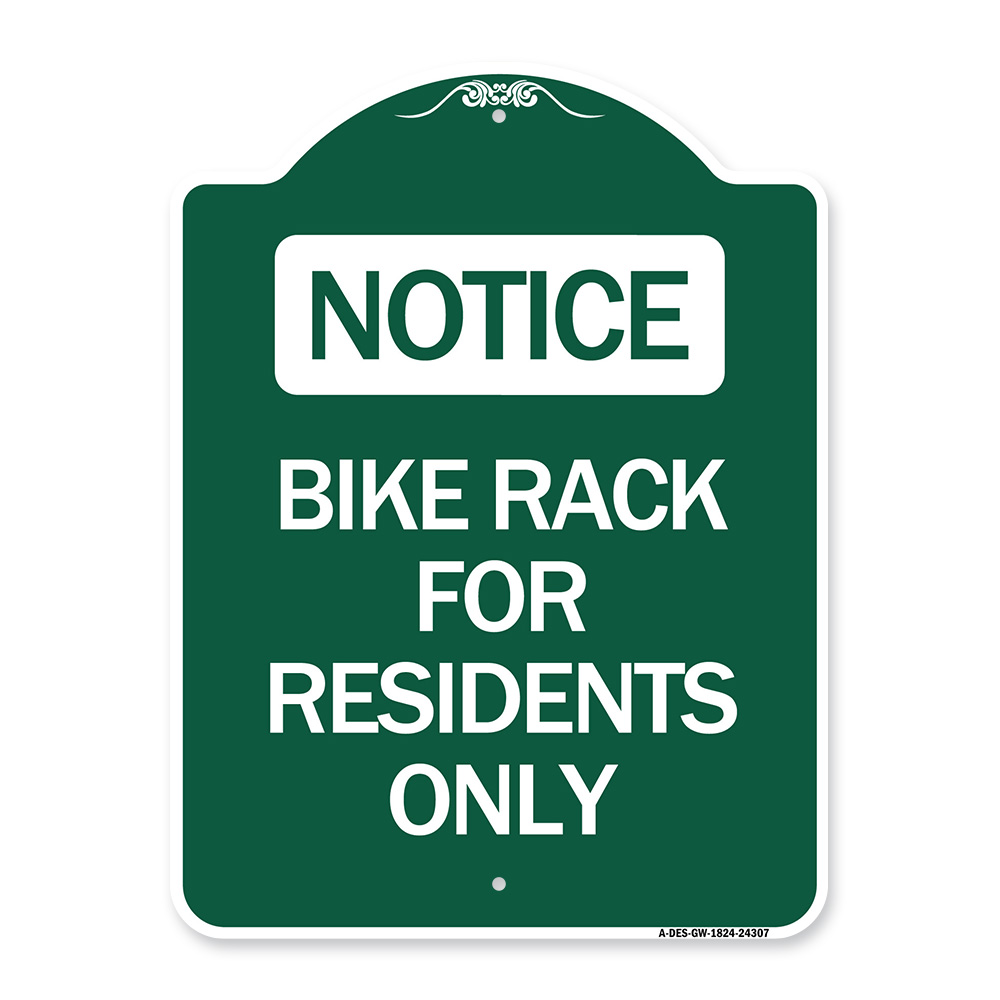 SignMission Designer Series Sign Bicycle Parking Only with Cycle and Lock Symbol | Black & Gold 18 X 24 Heavy-Gauge Aluminum Architectural Sign | Protect Your Business | Made in The USA 
