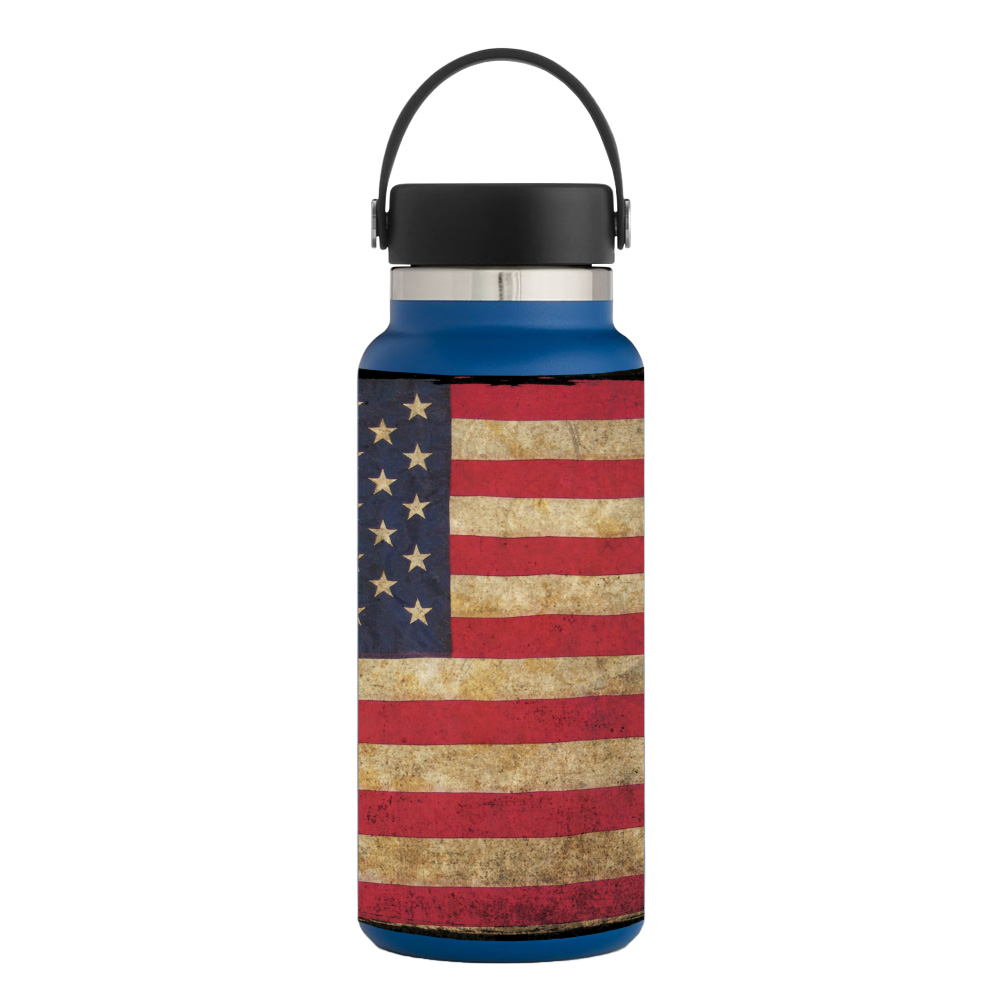 Picture of MightySkins HFWI32-Vintage Flag Skin for Hydro Flask 32 oz Wide Mouth - Vintage Flag