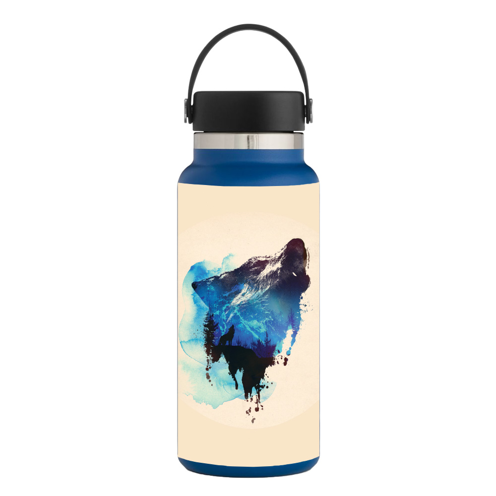 Picture of MightySkins HFWI32-Lone Wolf Skin for Hydro Flask 32 oz Wide Mouth - Lone Wolf