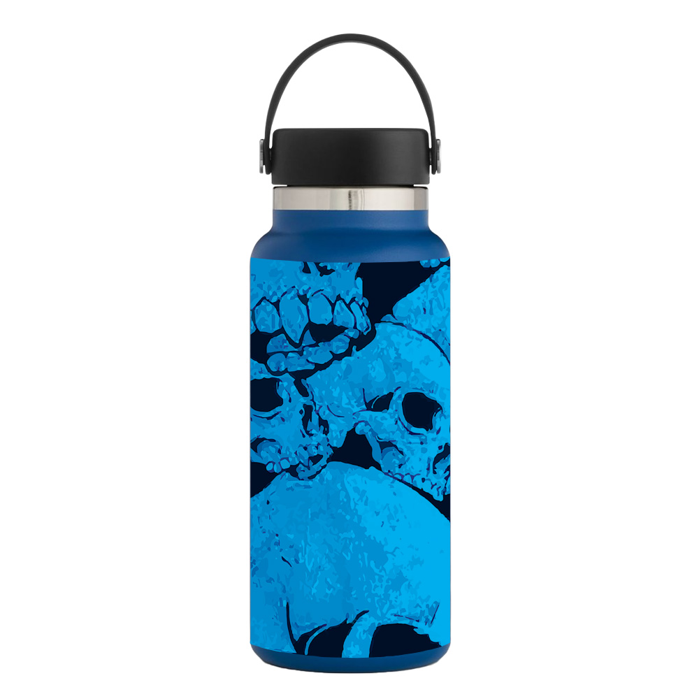 Picture of MightySkins HFWI32-Blue Skulls Skin for Hydro Flask 32 oz Wide Mouth - Blue Skulls