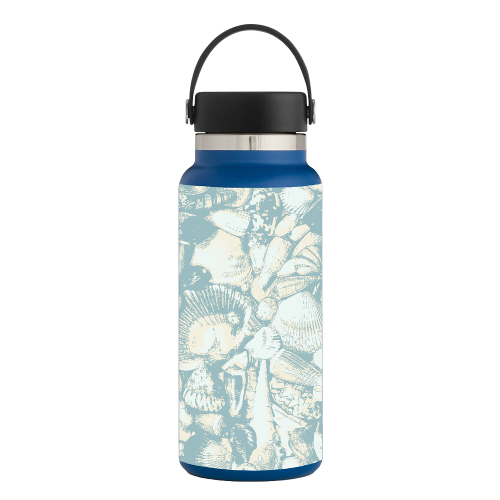 Picture of MightySkins HFWI32-Blue Seashells Skin for Hydro Flask 32 oz Wide Mouth - Blue Seashells