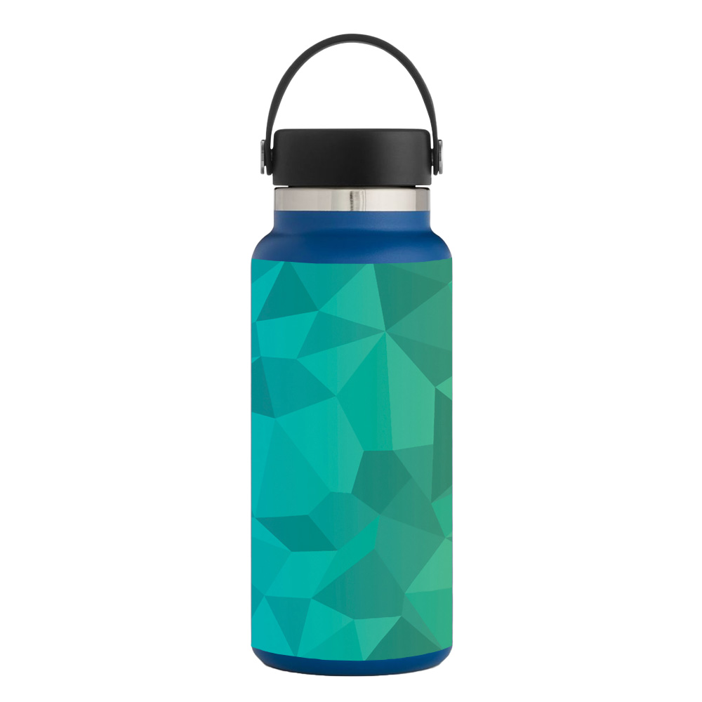 Picture of MightySkins HFWI32-Blue Green Polygon Skin for Hydro Flask 32 oz Wide Mouth - Blue Green Polygon