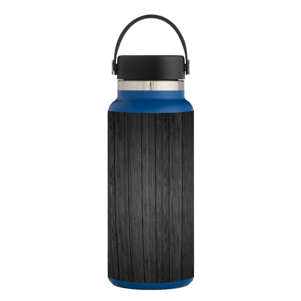 Picture of MightySkins HFWI32-Black Wood Skin for Hydro Flask 32 oz Wide Mouth - Black Wood