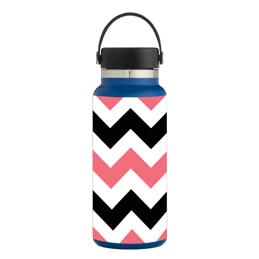 Picture of MightySkins HFWI32-Black Pink Chevron Skin for Hydro Flask 32 oz Wide Mouth - Black Pink Chevron