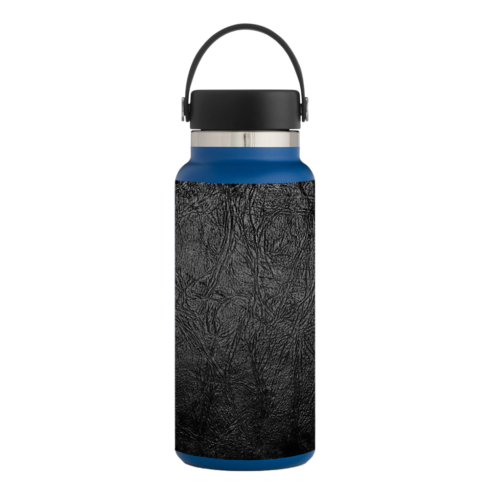 Picture of MightySkins HFWI32-Black Leather Skin for Hydro Flask 32 oz Wide Mouth - Black Leather